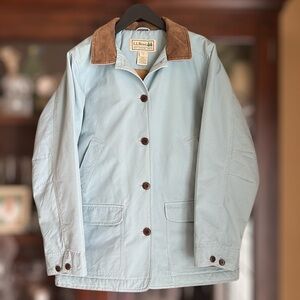 L.L. Bean Light Blue Coat with Brown Corduroy Collar
